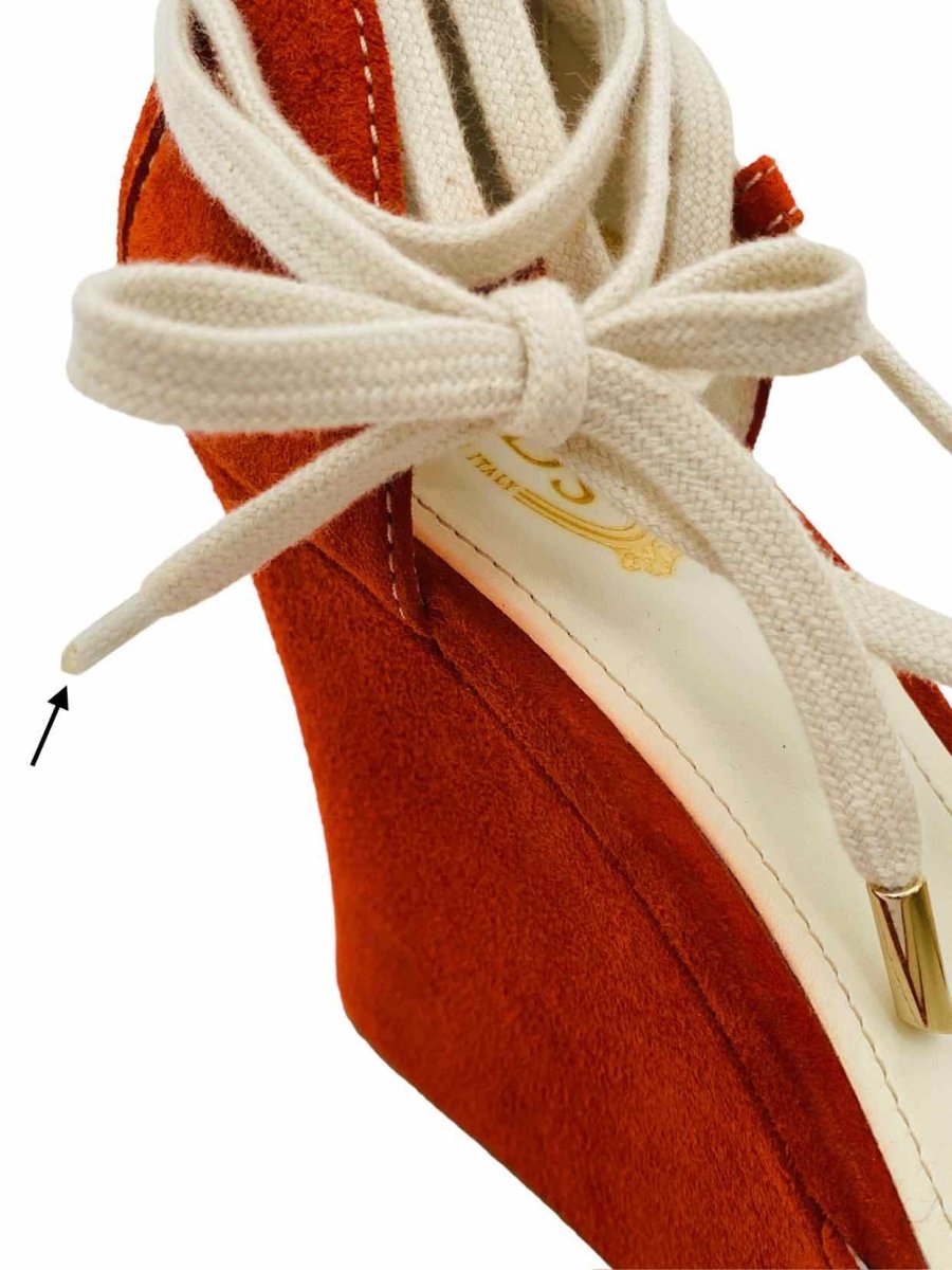 Pre - loved TOD'S Wedge Red w/ White & Black Wedges 38 at Reems Closet