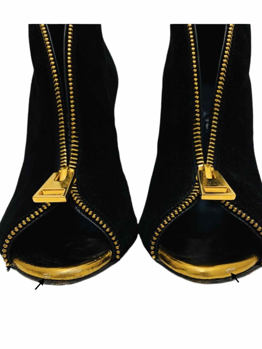 Pre - loved TOM FORD Black w/ Gold Booties 35 at Reems Closet