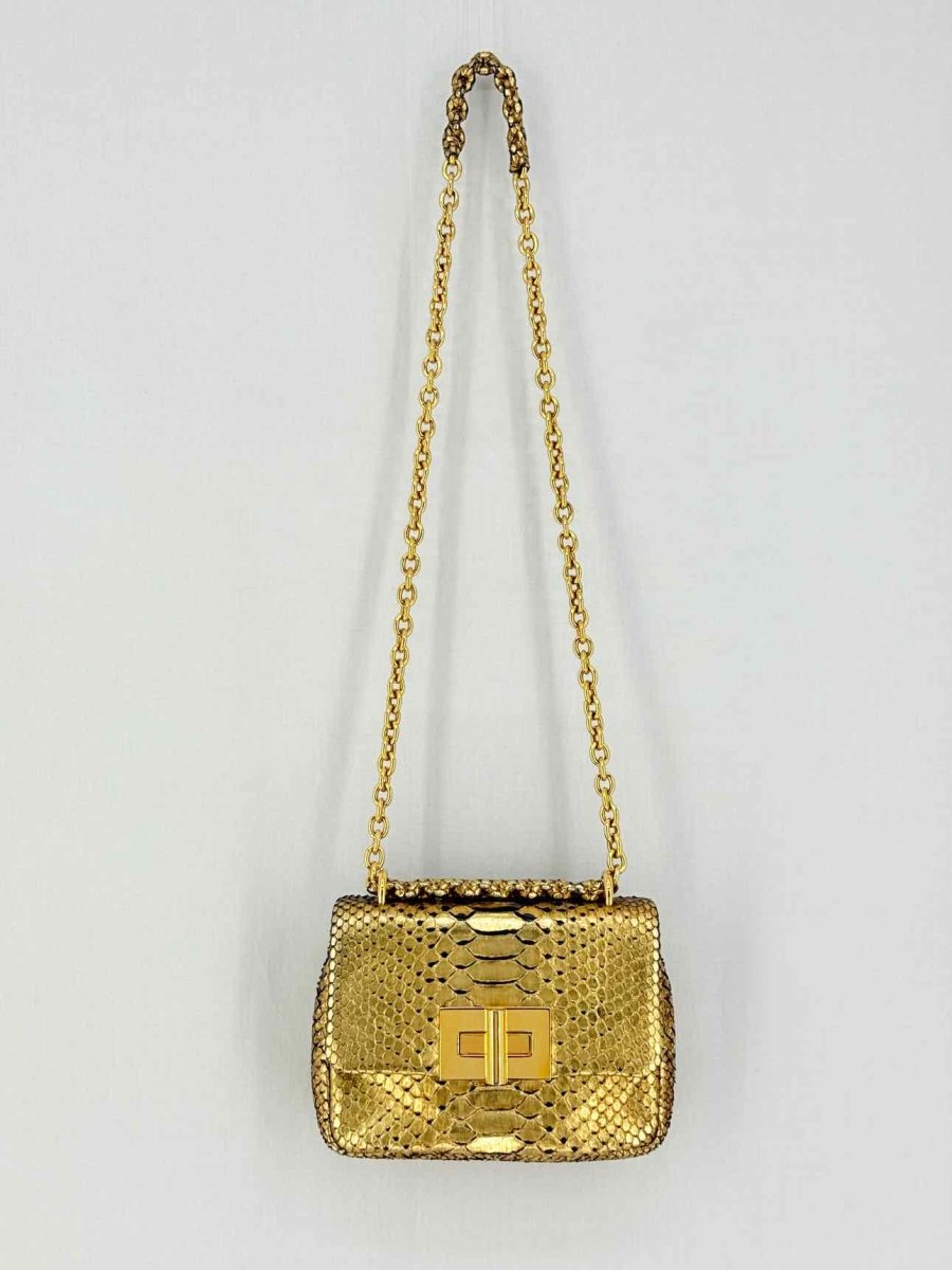 Pre - loved TOM FORD Natalia Gold Shoulder Bag at Reems Closet