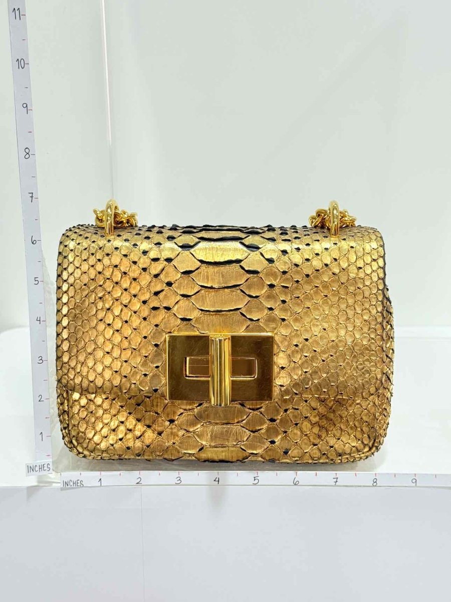 Pre - loved TOM FORD Natalia Gold Shoulder Bag at Reems Closet