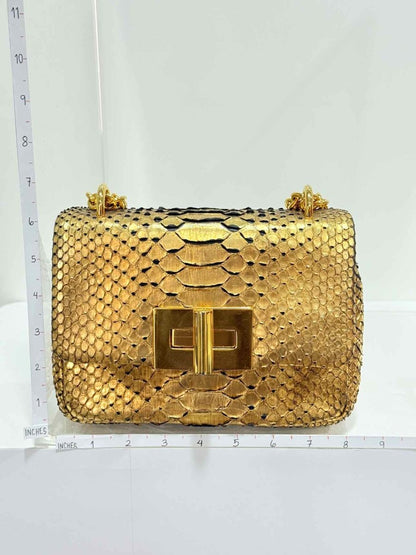 Pre - loved TOM FORD Natalia Gold Shoulder Bag at Reems Closet