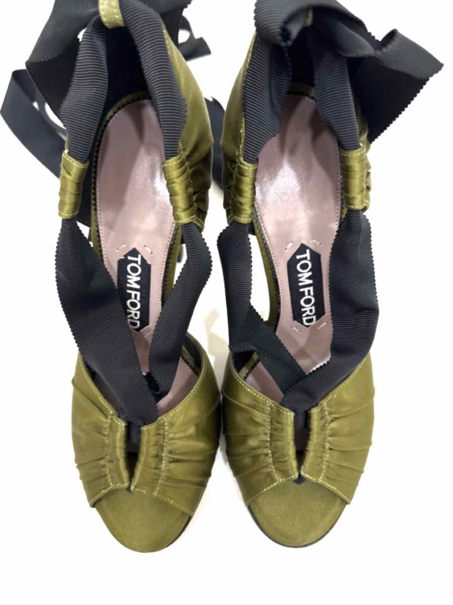 Pre - loved TOM FORD Olive & Black Heeled Sandals 36 at Reems Closet