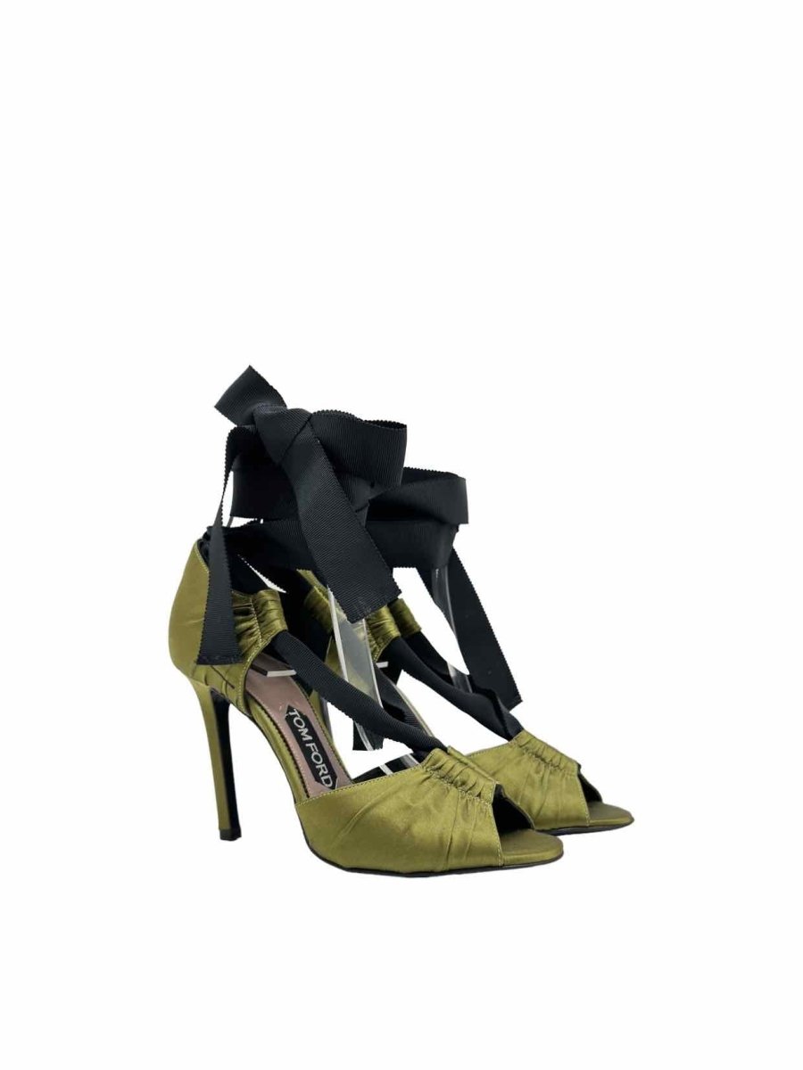 Pre-loved TOM FORD Olive & Black Heeled Sandals from Reems Closet