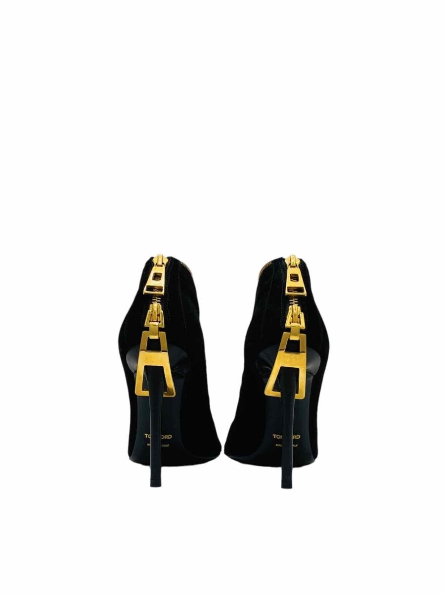 Pre - loved TOM FORD Open Toe Black w/ Gold Size EU 35 Booties at Reems Closet