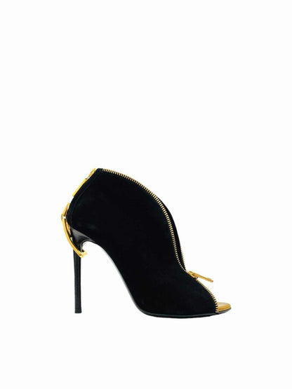 Pre - loved TOM FORD Open Toe Black w/ Gold Size EU 35 Booties at Reems Closet