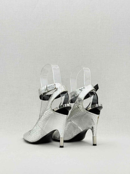 Pre - loved TOM FORD Silver Python Embossed Size EU 38 Pumps at Reems Closet