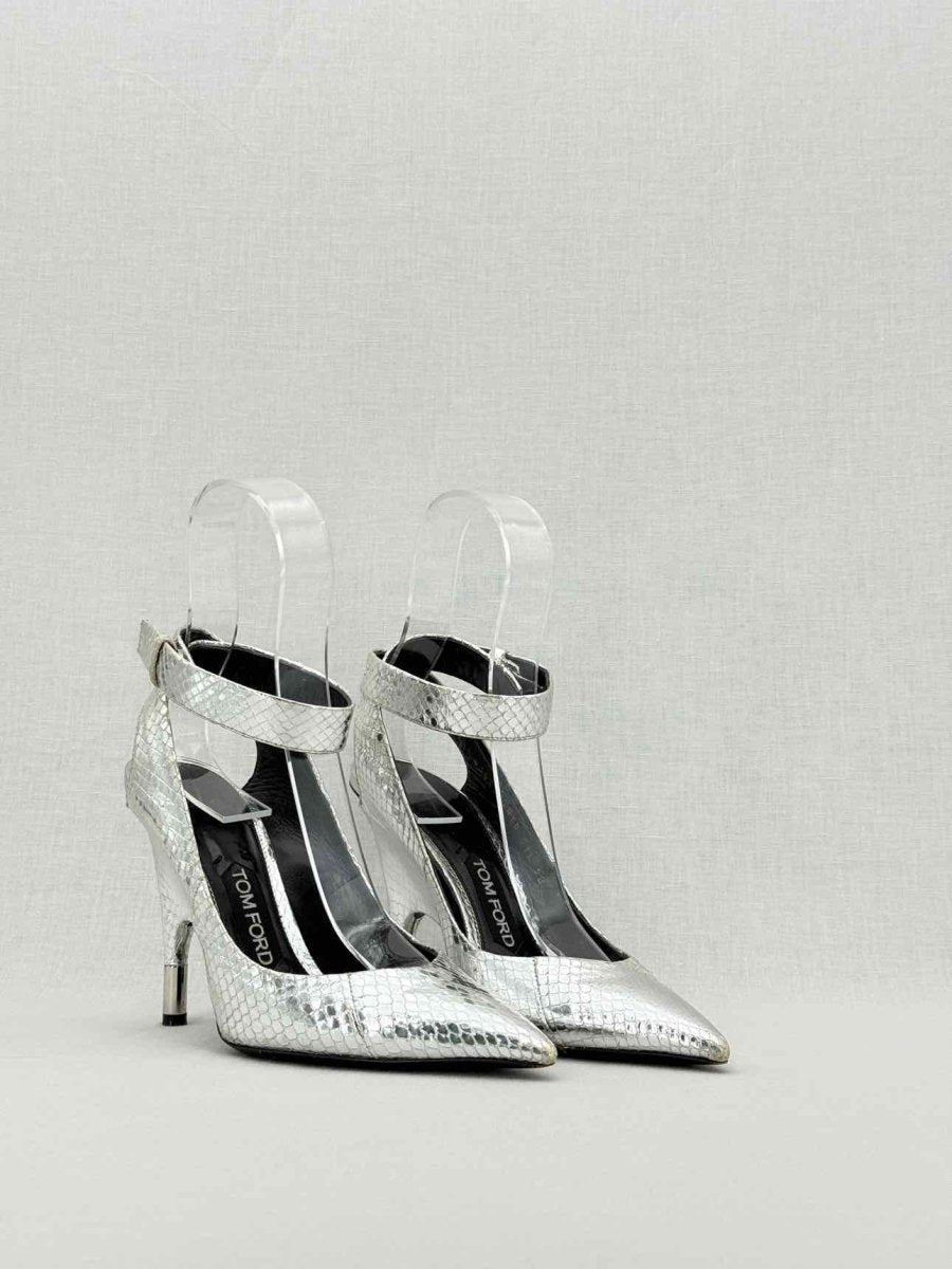 Pre - loved TOM FORD Silver Python Embossed Size EU 38 Pumps at Reems Closet