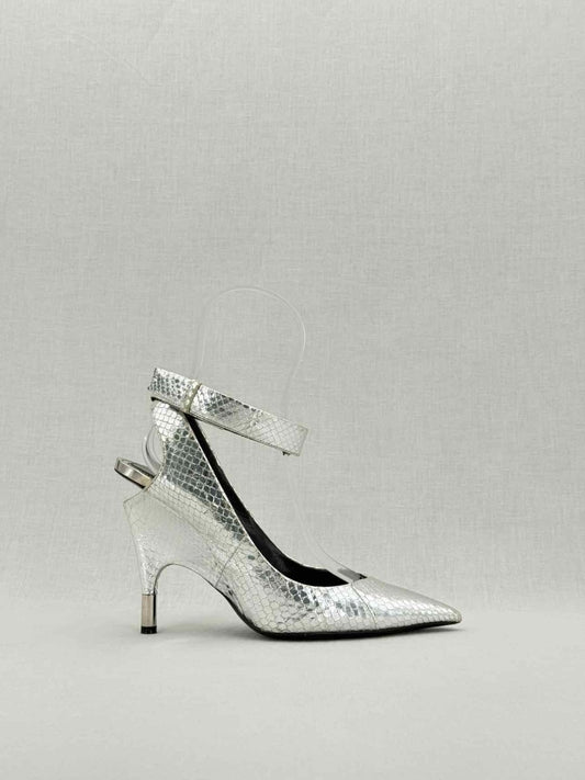 Pre - loved TOM FORD Silver Python Embossed Size EU 38 Pumps at Reems Closet