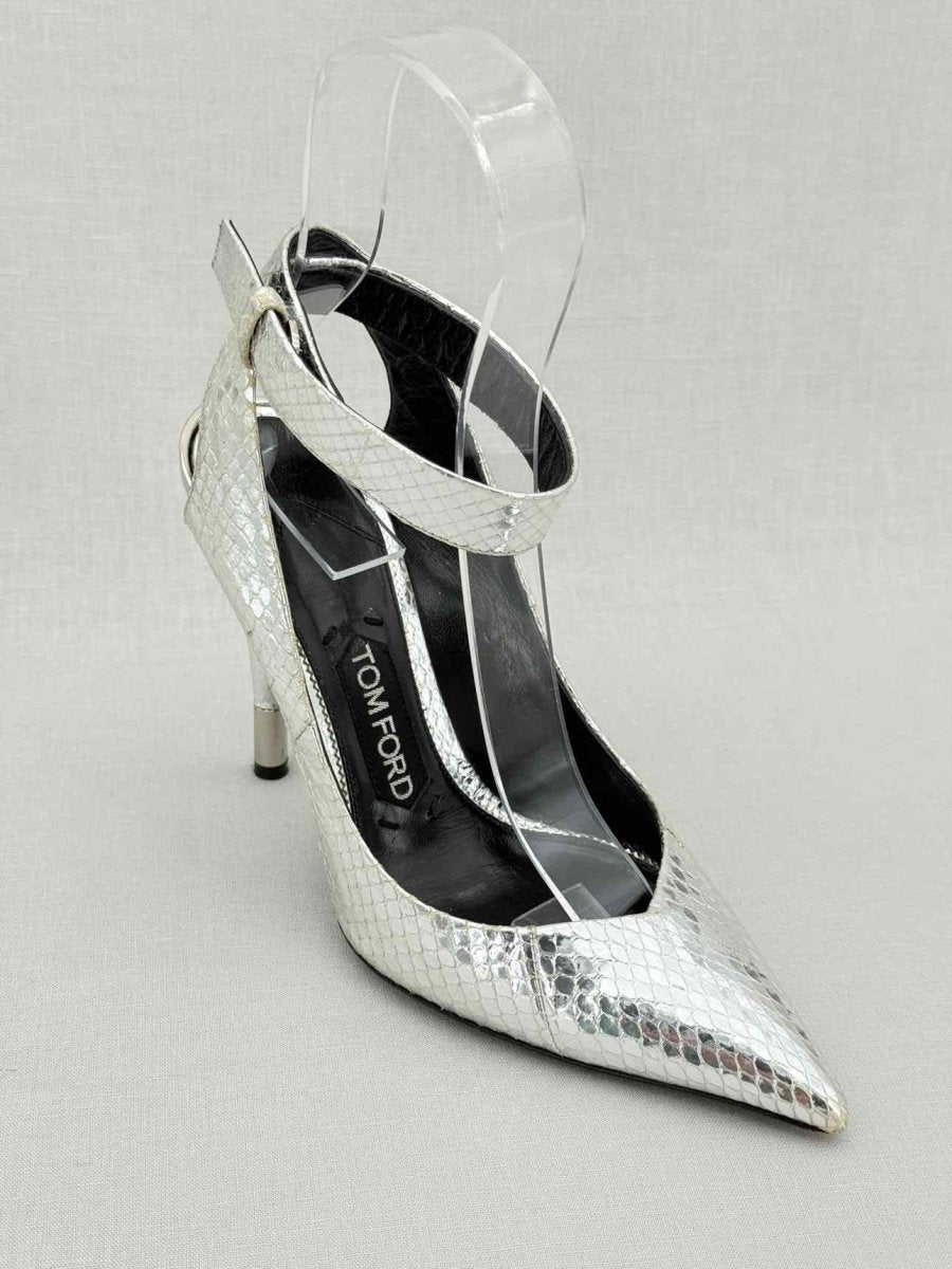 Pre - loved TOM FORD Silver Python Embossed Size EU 38 Pumps at Reems Closet