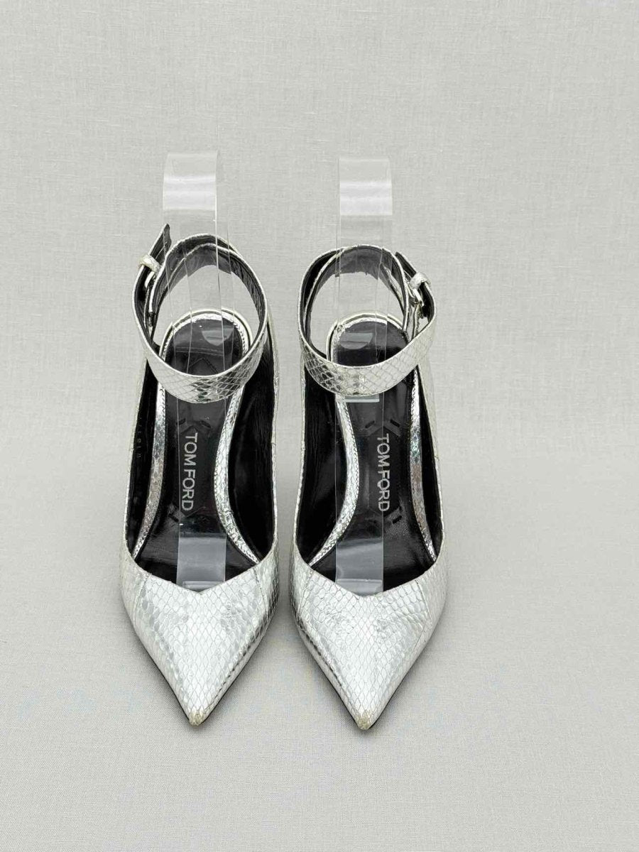 Pre - loved TOM FORD Silver Python Embossed Size EU 38 Pumps at Reems Closet