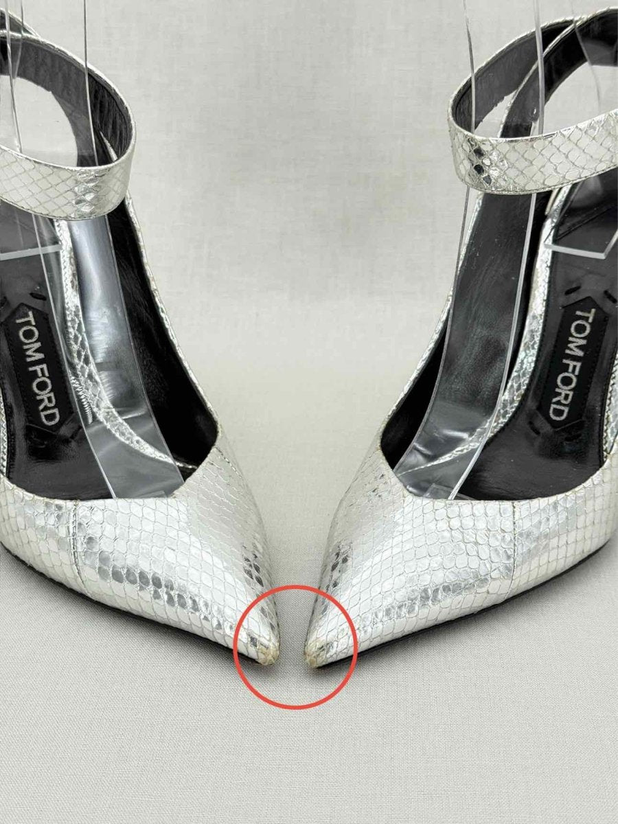 Pre - loved TOM FORD Silver Python Embossed Size EU 38 Pumps at Reems Closet