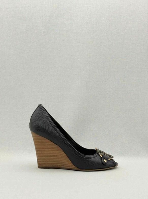 Pre-loved TORY BURCH Amanda Black Size EU 41 Wedges at Reems Closet