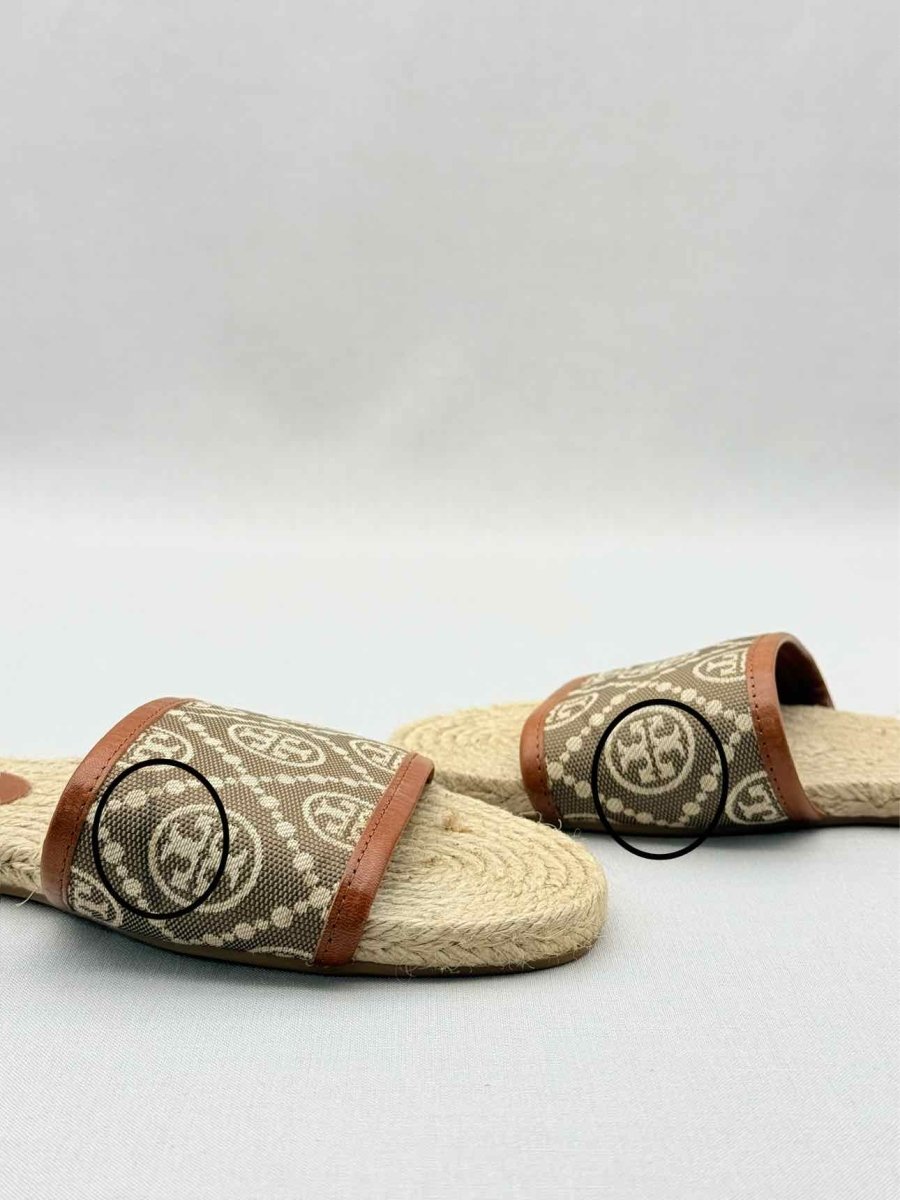 Pre - loved TORY BURCH Beige & Brown Size EU 39 Slides at Reems Closet