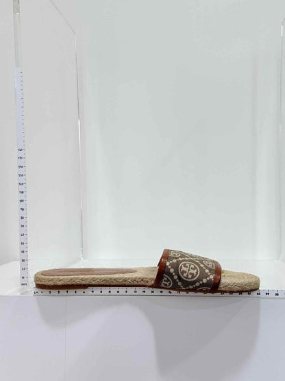 Pre - loved TORY BURCH Beige & Brown Size EU 39 Slides at Reems Closet