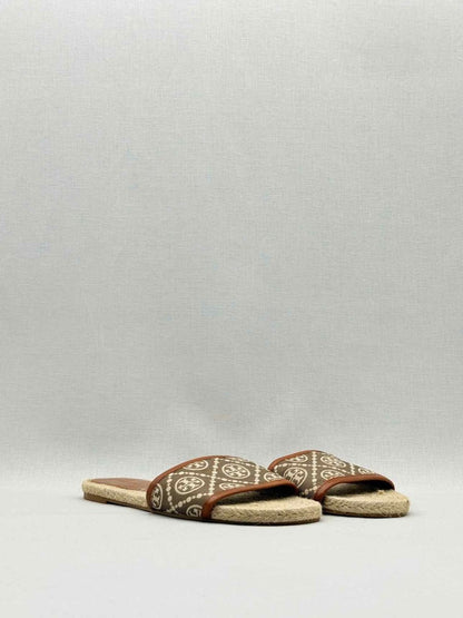 Pre - loved TORY BURCH Beige & Brown Size EU 39 Slides at Reems Closet