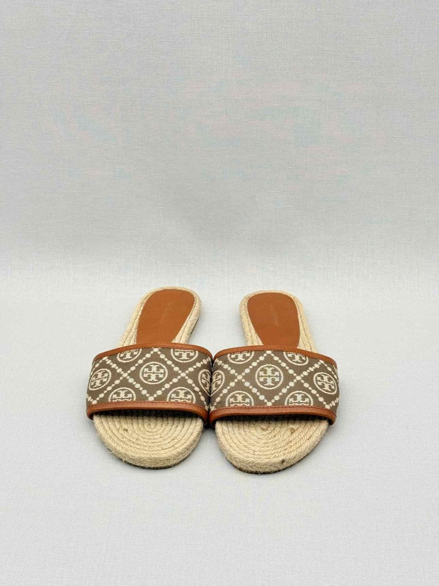 Pre - loved TORY BURCH Beige & Brown Size EU 39 Slides at Reems Closet