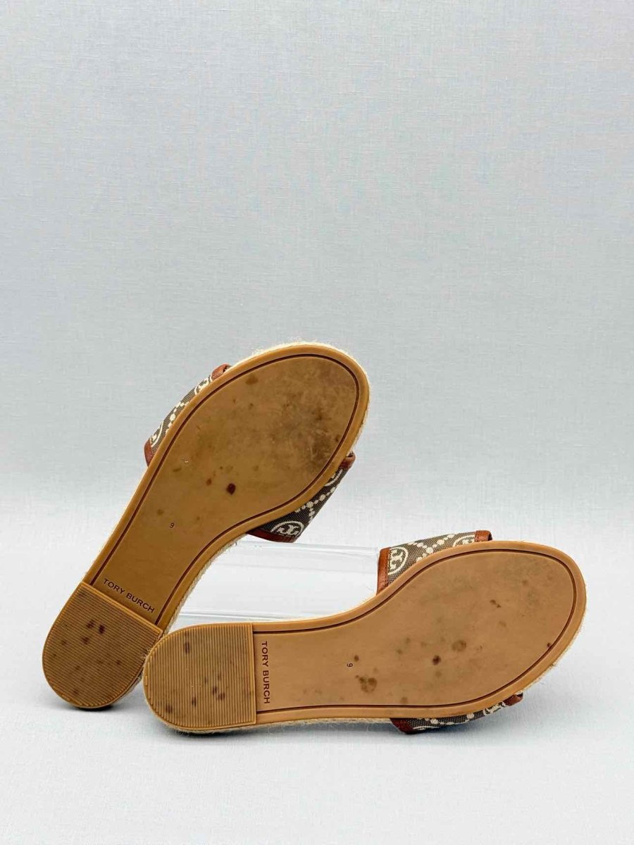 Pre - loved TORY BURCH Beige & Brown Size EU 39 Slides at Reems Closet