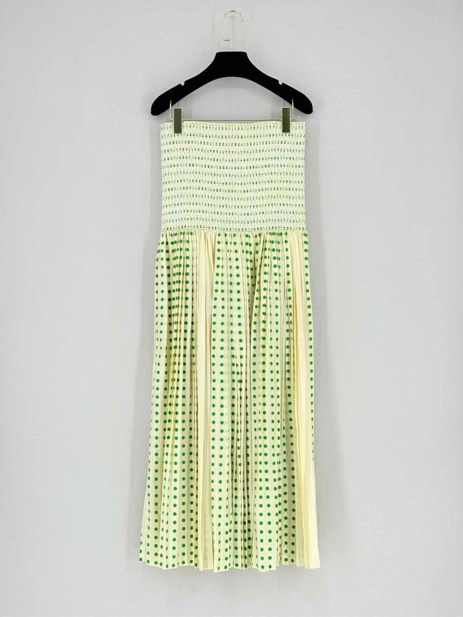 Pre - loved TORY BURCH Beige & Green Size US 10 Midi Dress at Reems Closet