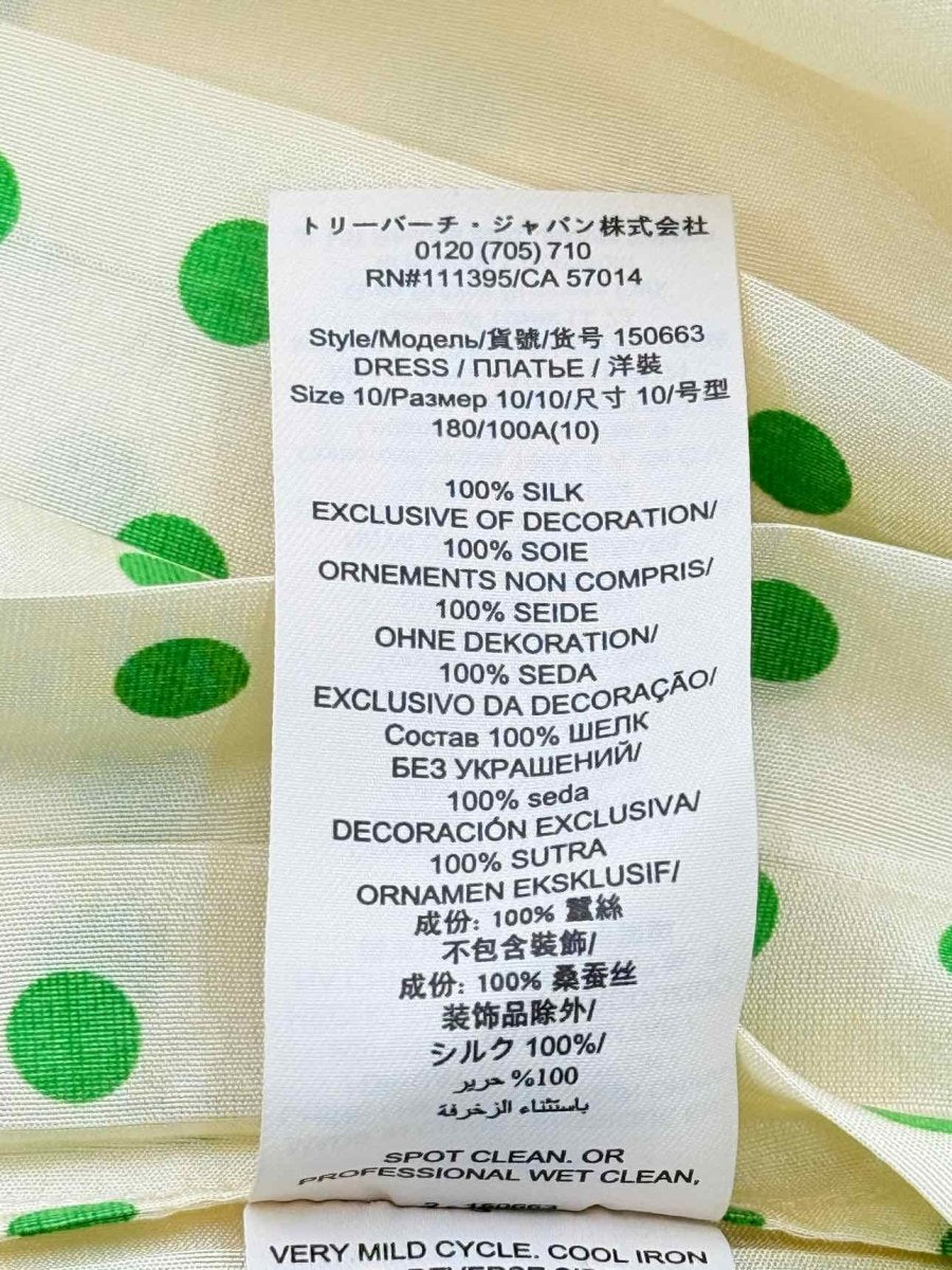 Pre - loved TORY BURCH Beige & Green Size US 10 Midi Dress at Reems Closet