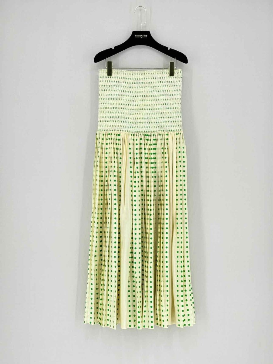 Pre - loved TORY BURCH Beige & Green Size US 10 Midi Dress at Reems Closet