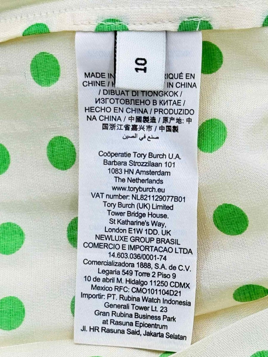 Pre - loved TORY BURCH Beige & Green Size US 10 Midi Dress at Reems Closet