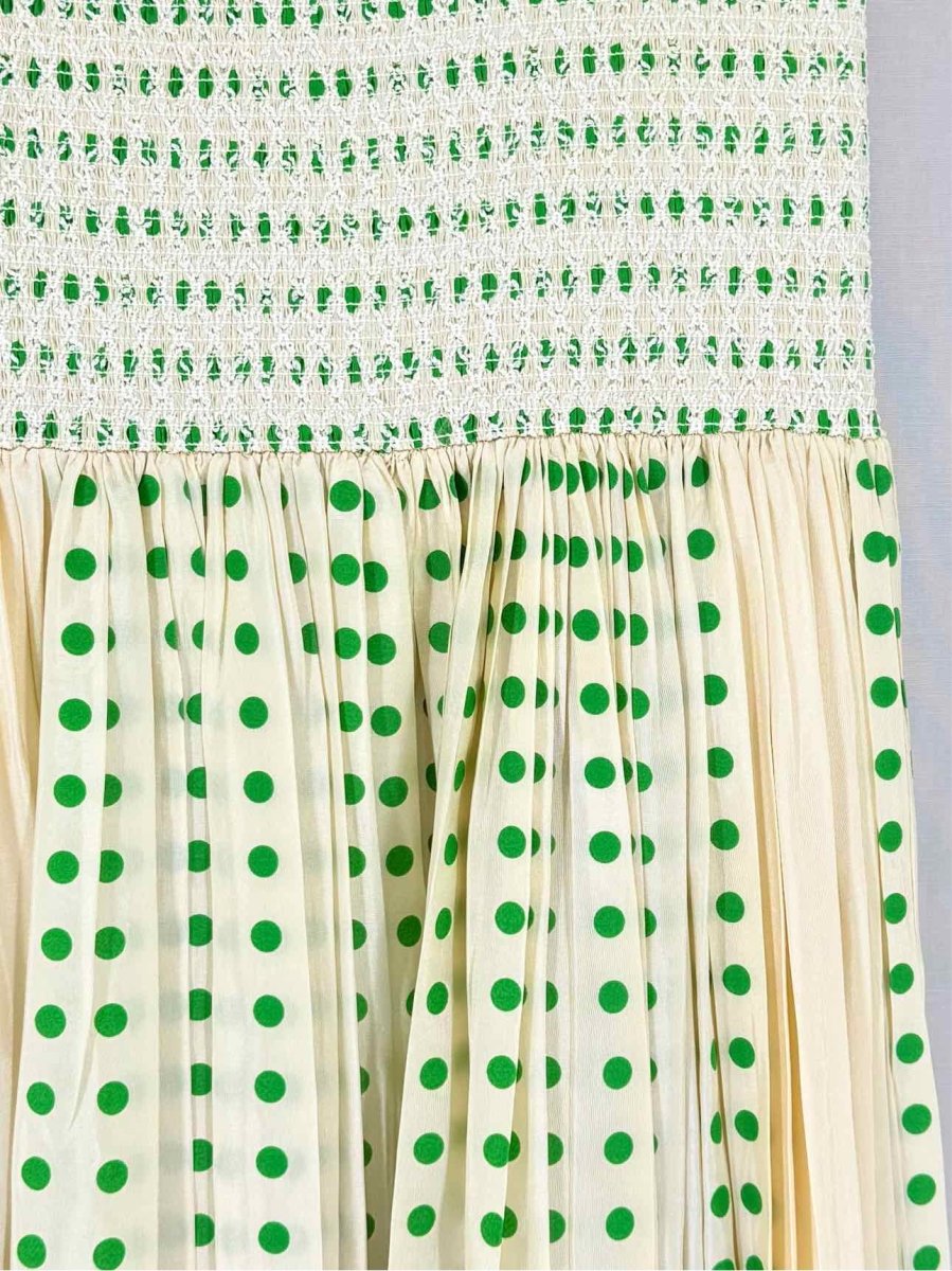 Pre - loved TORY BURCH Beige & Green Size US 10 Midi Dress at Reems Closet