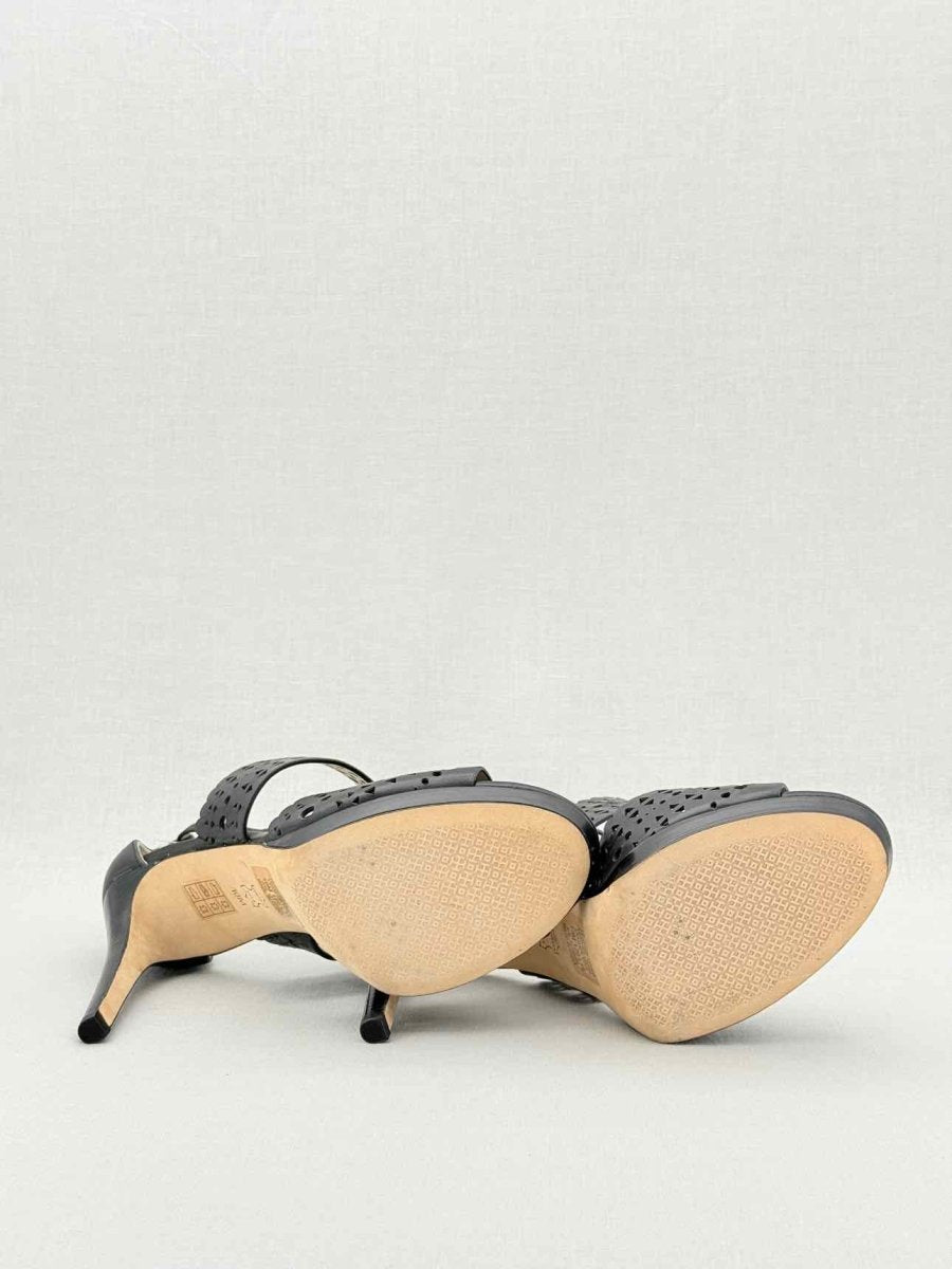 Pre - loved TORY BURCH Black Laser cut Size EU 40 Heeled Sandals at Reems Closet