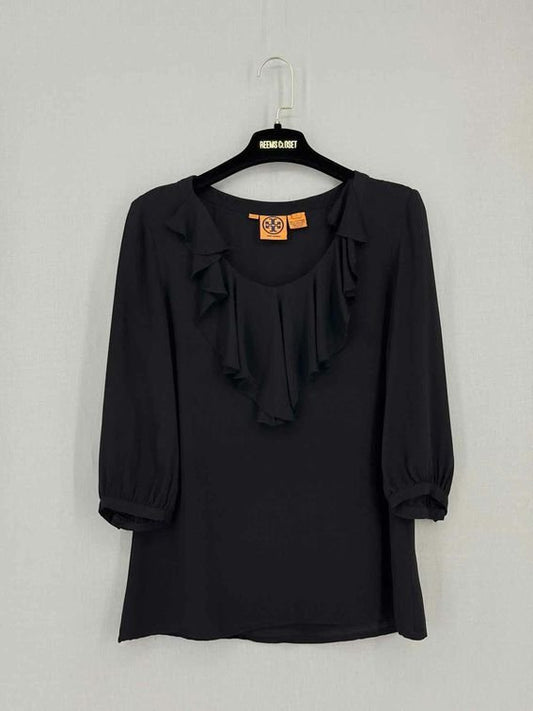 Pre-loved TORY BURCH Black Size US 4 Blouse at Reems Closet