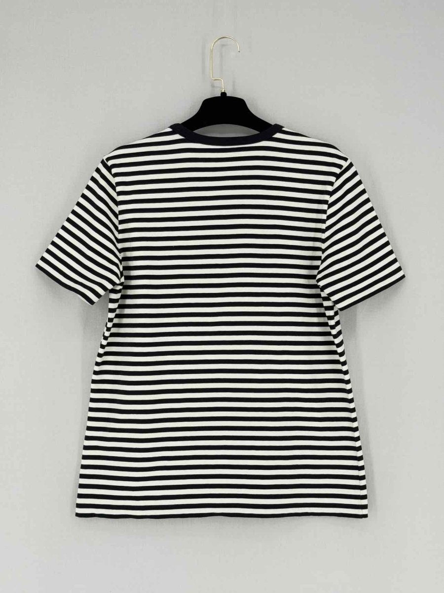 Pre - loved TORY BURCH Black & White Striped Size Medium Top at Reems Closet