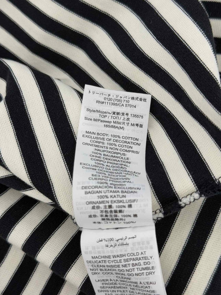 Pre - loved TORY BURCH Black & White Striped Size Medium Top at Reems Closet