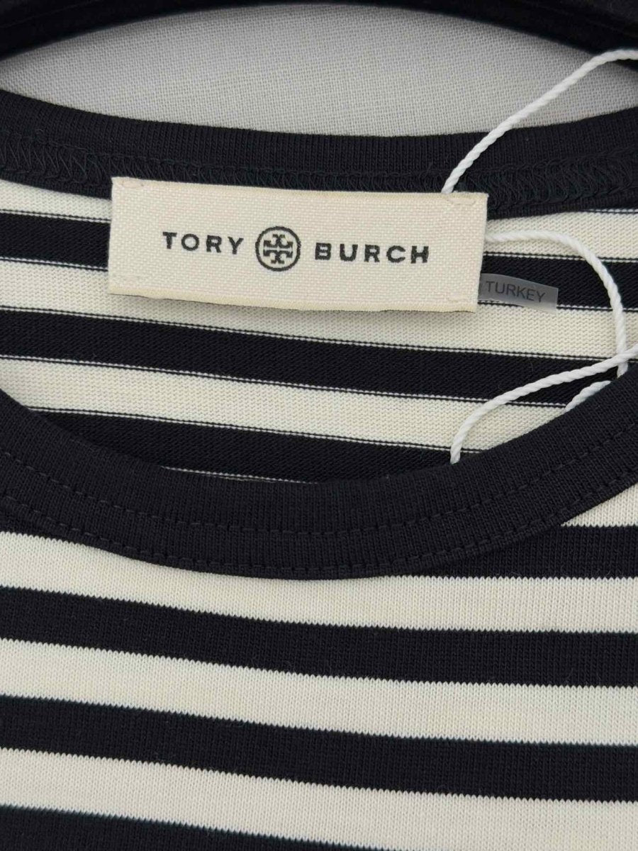 Pre - loved TORY BURCH Black & White Striped Size Medium Top at Reems Closet