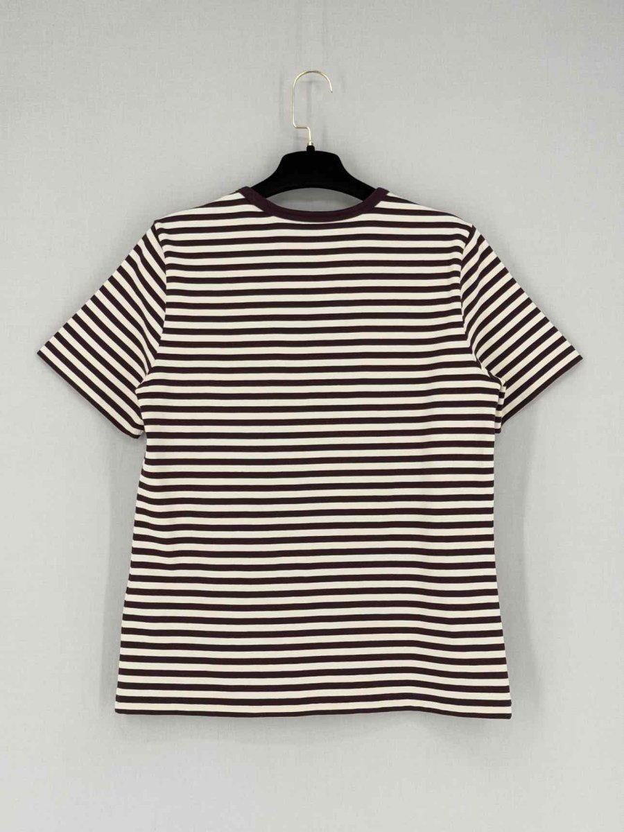 Pre - loved TORY BURCH Brown & White Striped Size Medium Top at Reems Closet