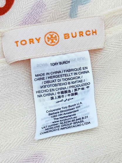 Pre - loved TORY BURCH Cream Letters Scarf at Reems Closet