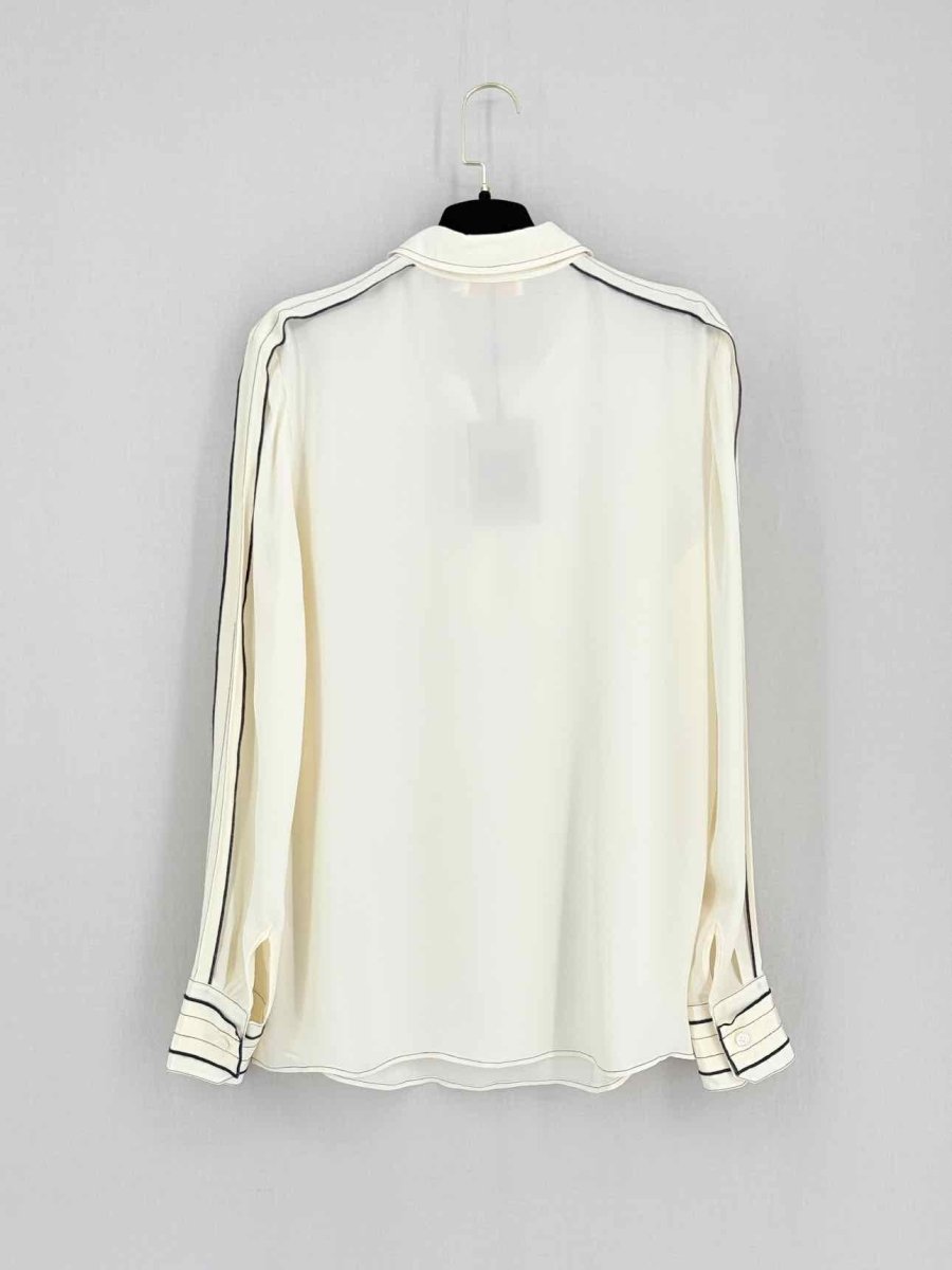 Pre - loved TORY BURCH Cream & Navy Blue Size Large Shirt at Reems Closet