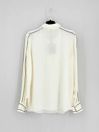 Pre - loved TORY BURCH Cream & Navy Blue Size Large Shirt at Reems Closet
