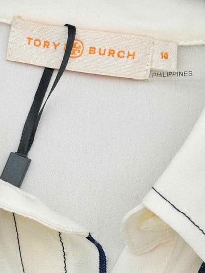 Pre - loved TORY BURCH Cream & Navy Blue Size Large Shirt at Reems Closet