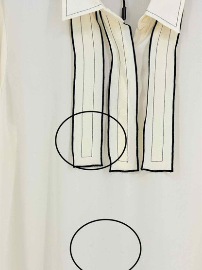 Pre - loved TORY BURCH Cream & Navy Blue Size Large Shirt at Reems Closet