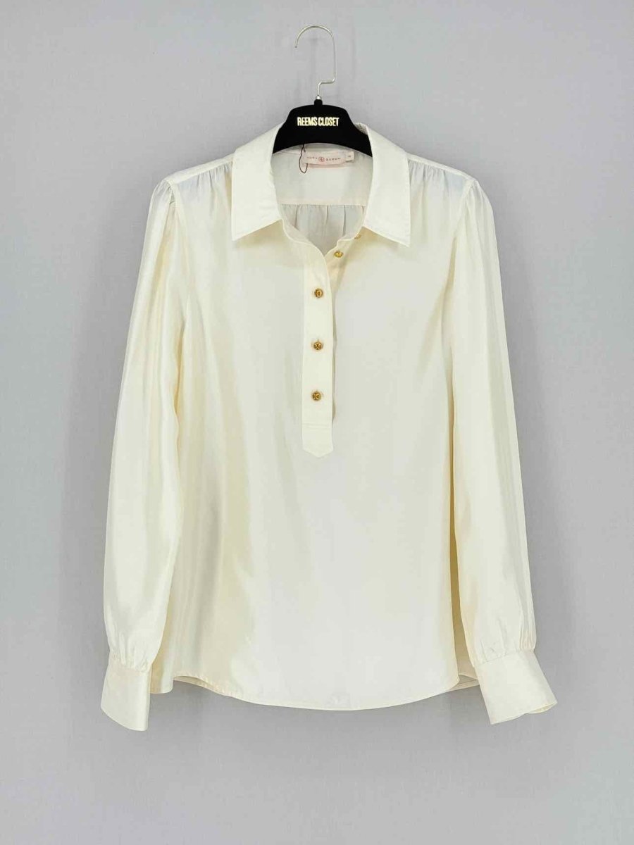 Pre - loved TORY BURCH Cream Size US 10 Blouse at Reems Closet