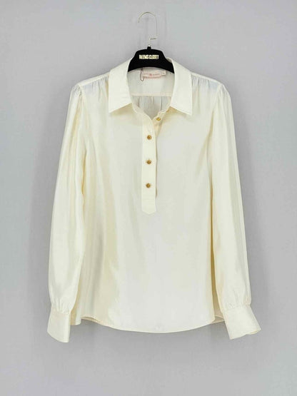 Pre - loved TORY BURCH Cream Size US 10 Blouse at Reems Closet