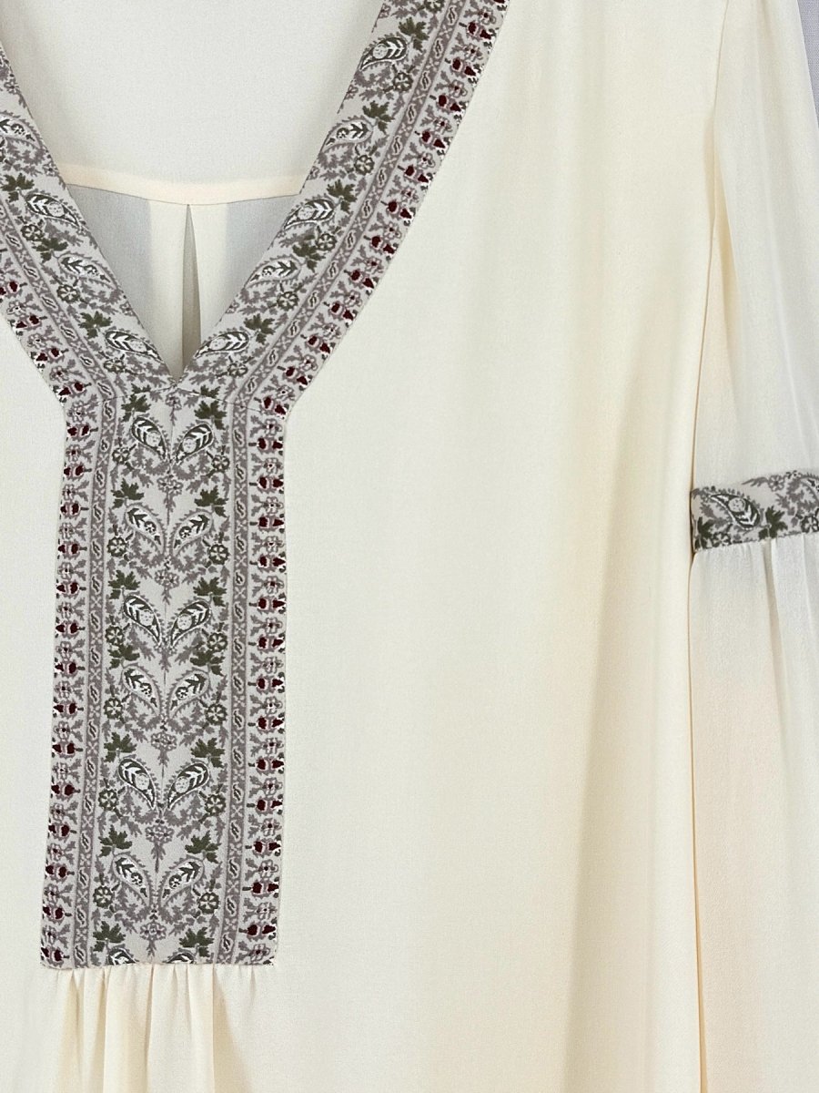 Pre - loved TORY BURCH Cream w/ Grey & Red Size US 4 Blouse at Reems Closet