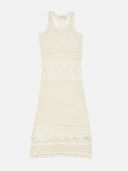 Pre - loved TORY BURCH Crochet Off - white Midi Dress at Reems Closet