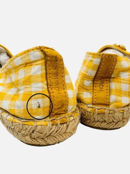 Pre - loved TORY BURCH Espadrille Yellow & White Gingham Flats at Reems Closet