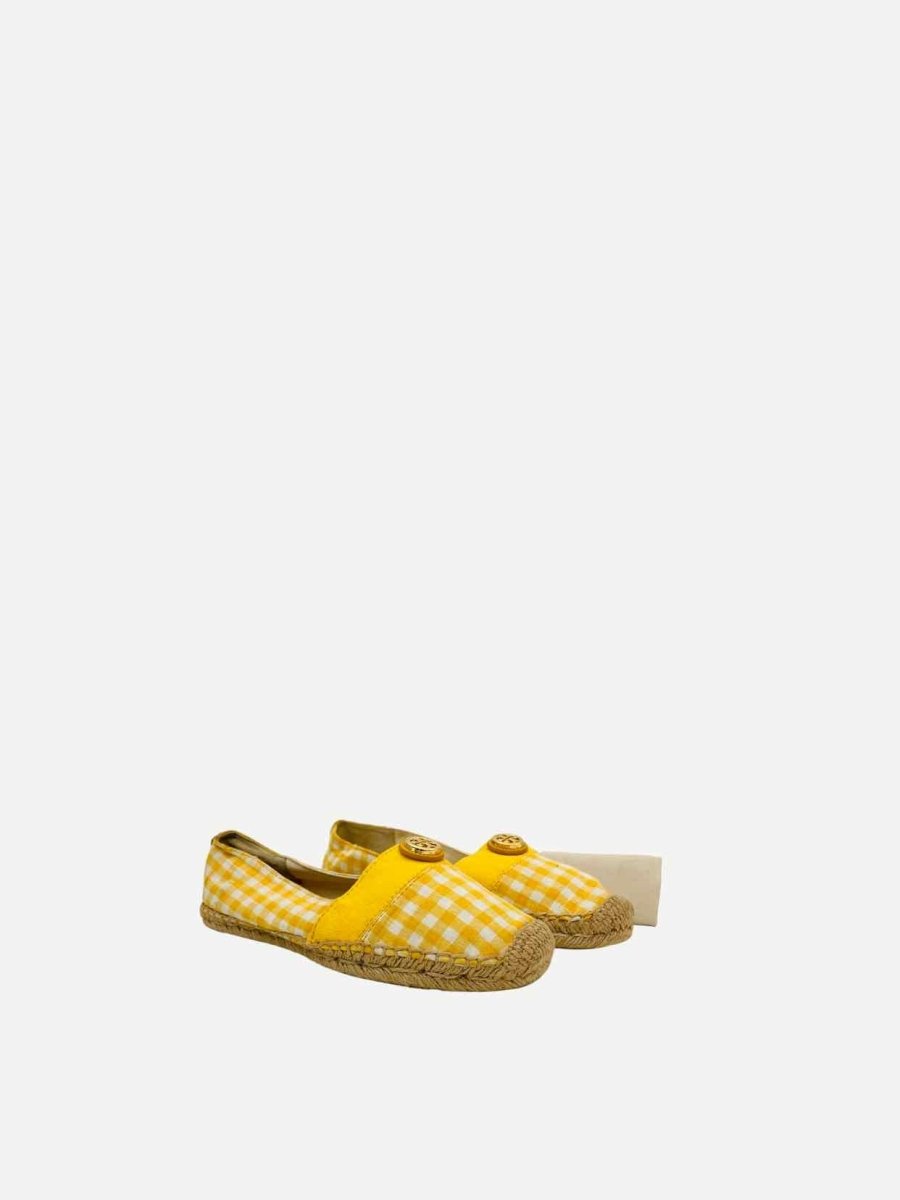 Pre - loved TORY BURCH Espadrille Yellow & White Gingham Flats at Reems Closet