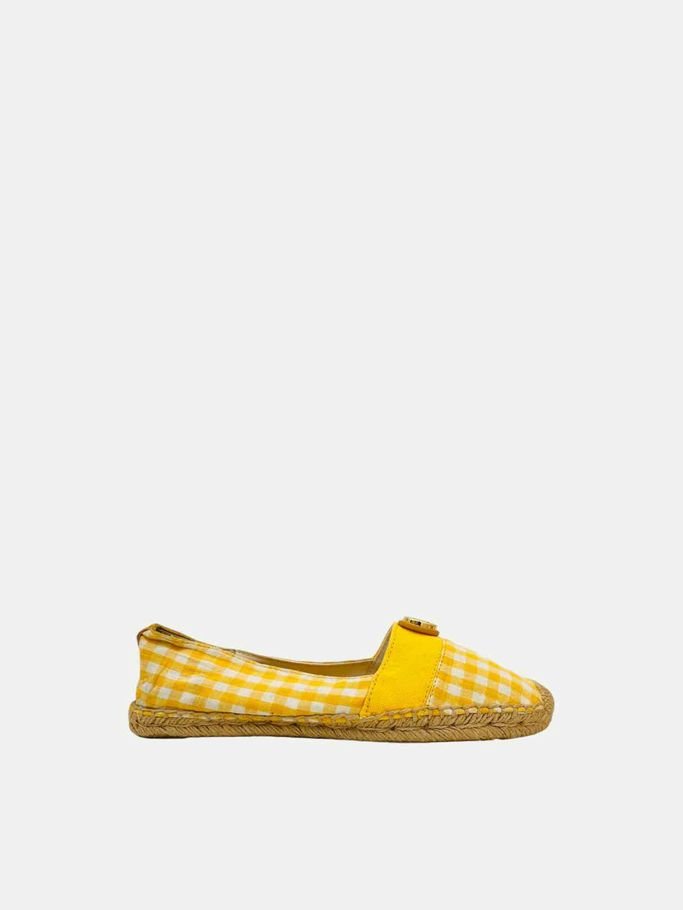 Pre - loved TORY BURCH Espadrille Yellow & White Gingham Flats at Reems Closet