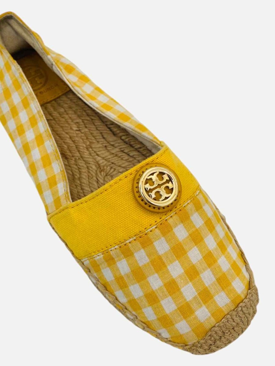 Pre - loved TORY BURCH Espadrille Yellow & White Gingham Flats at Reems Closet