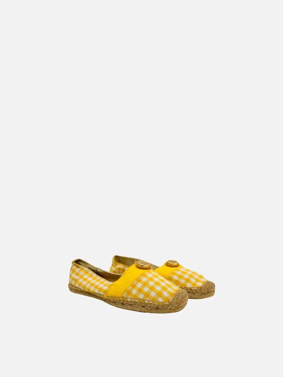 Pre - loved TORY BURCH Espadrille Yellow & White Gingham Flats at Reems Closet