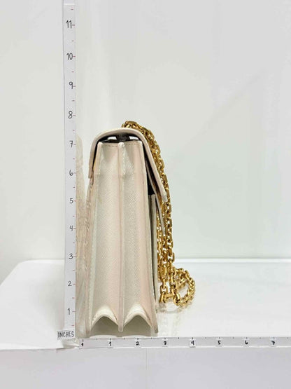 Pre-loved TORY BURCH Gemini Link Chain Beige Shoulder Bag at Reems Closet