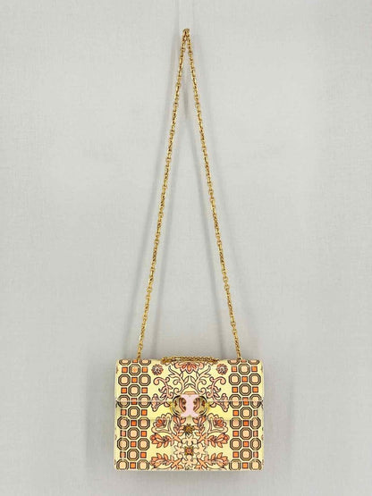 Pre-loved TORY BURCH Gemini Link Chain Beige Shoulder Bag at Reems Closet