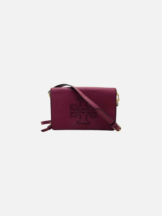 Pre - loved TORY BURCH Harper Plum Double T Logo Shoulder Bag at Reems Closet