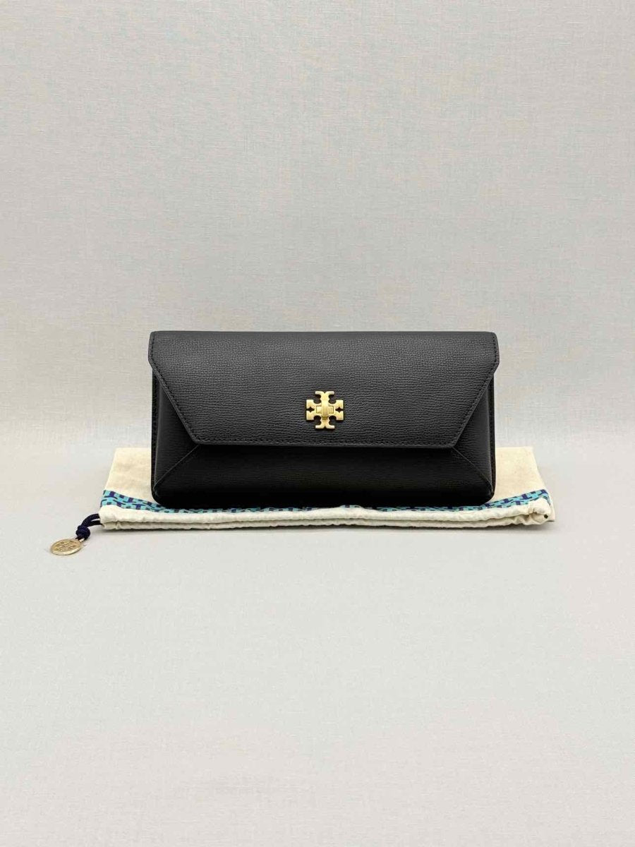 Pre-loved TORY BURCH Kira Black Clutch at Reems Closet